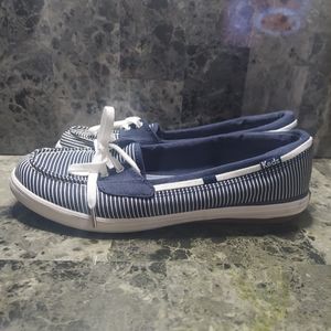 Keds Striped Slip On Shoes Sz 8 Womens Blue White Tie Toe Loafers WF57144.